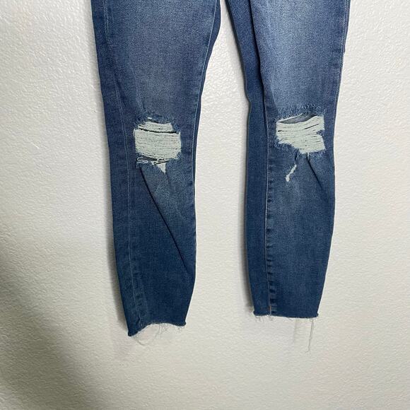 Good American Womens Jeans Size 2 Medium Wash Skinny Leg Distressed Denim - Picture 9 of 12